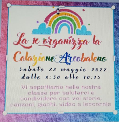 Colazione arcobaleno della classe 1C della scuola Spano