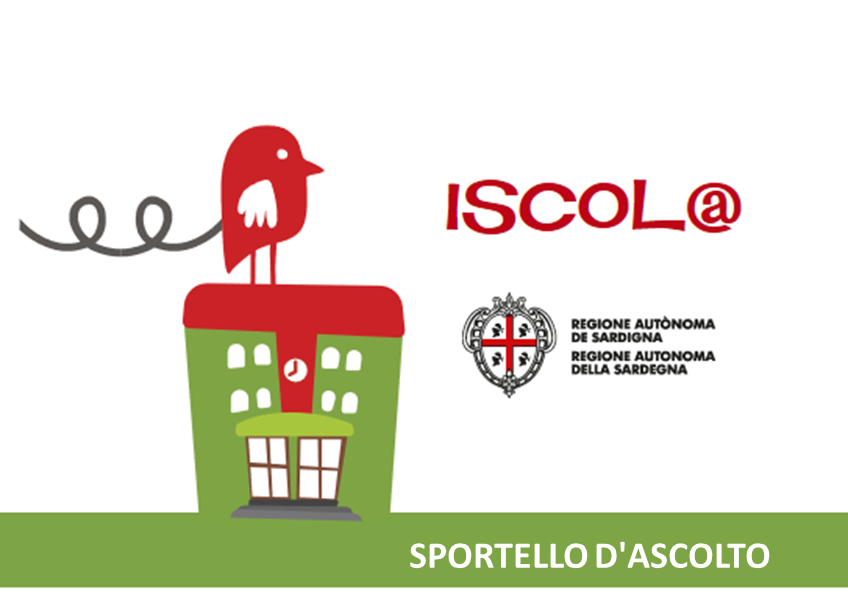 Locandina del Servizio sportello d’ascolto "Iscol@" della Regione Autonoma della Sardegna