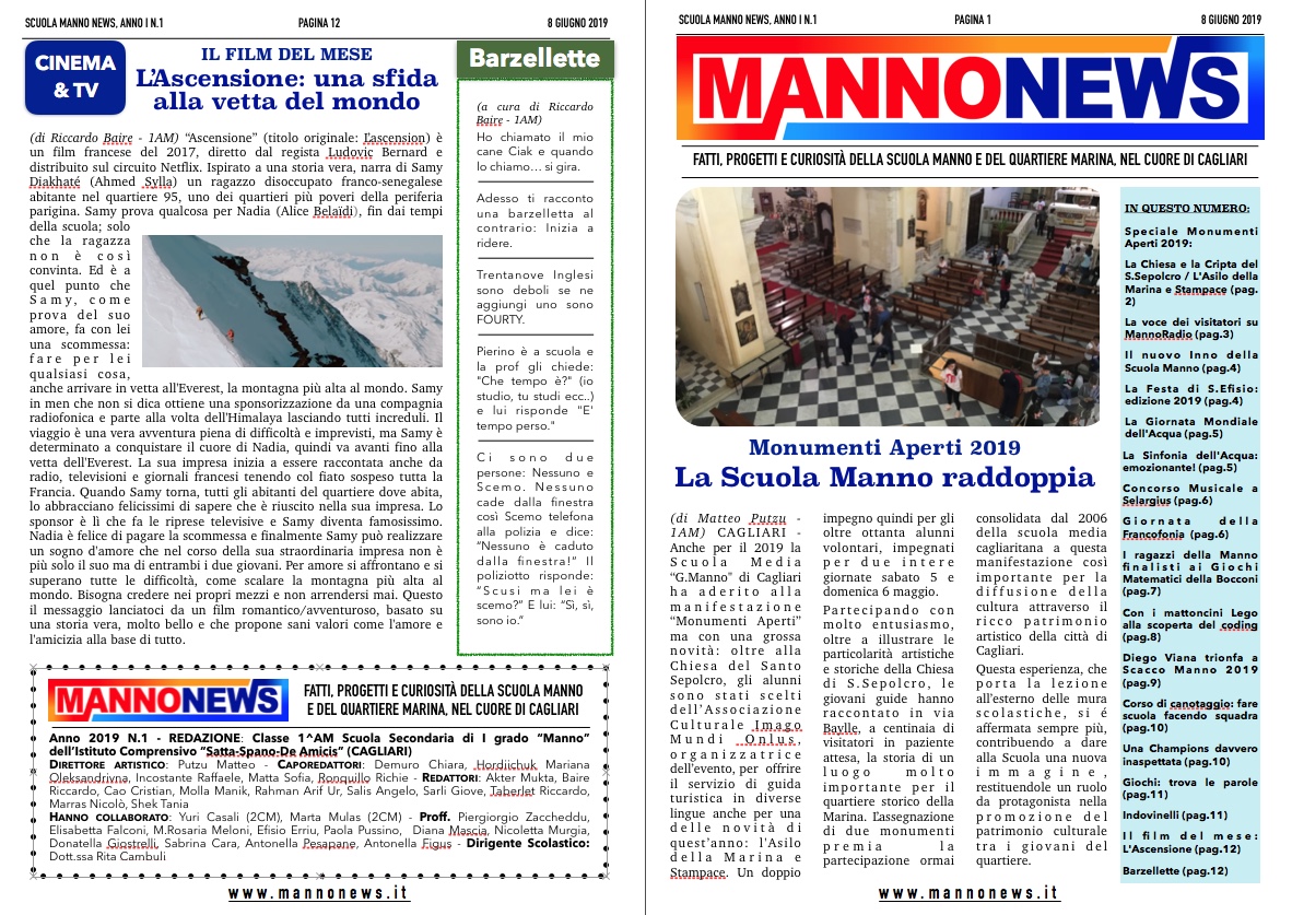 MannoNews, il giornalino scolastico della Scuola Manno di Cagliari