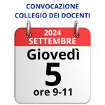 AGENDA > Giovedì 05/09/2024 ore 9-11: Collegio dei Docenti (CDU)