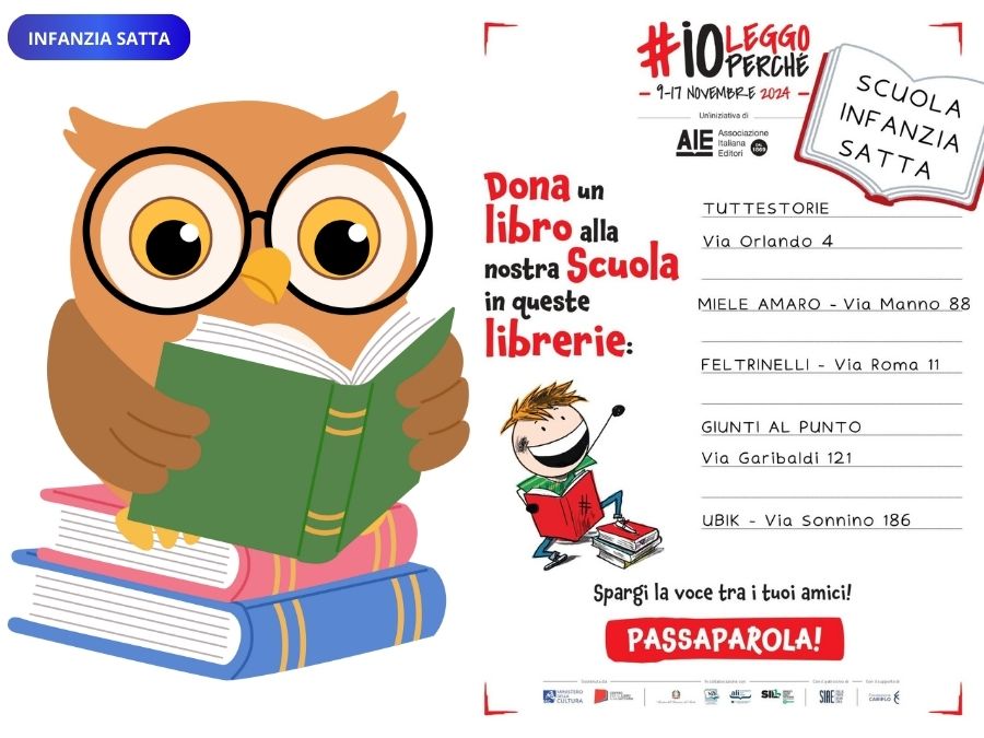 Con #ioleggoperché dona un libro alla scuola dell'Infanzia Satta