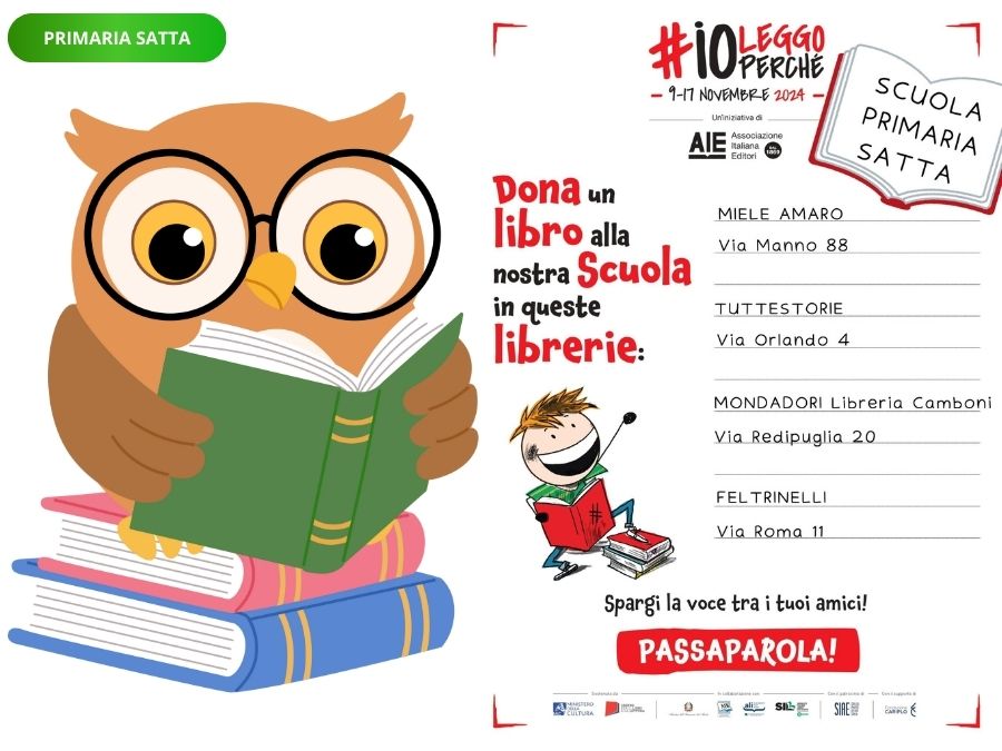 Con #ioleggoperché dona un libro alla scuola Primaria Satta