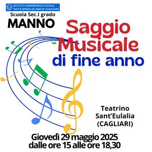 Giovedì 29 maggio 2025 il saggio musicale di fine d'anno del Plesso Manno