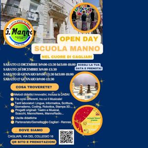 Open Day Scuola Secondaria Manno Via del Collegio: 13 e 20 dicembre 2025 e 10 e 17 gennaio 2026 vieni a trovarci!