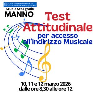 Test attitudinale per accesso all'Indirizzo Musicale Scuola Secondaria Plesso Manno 2026-2027